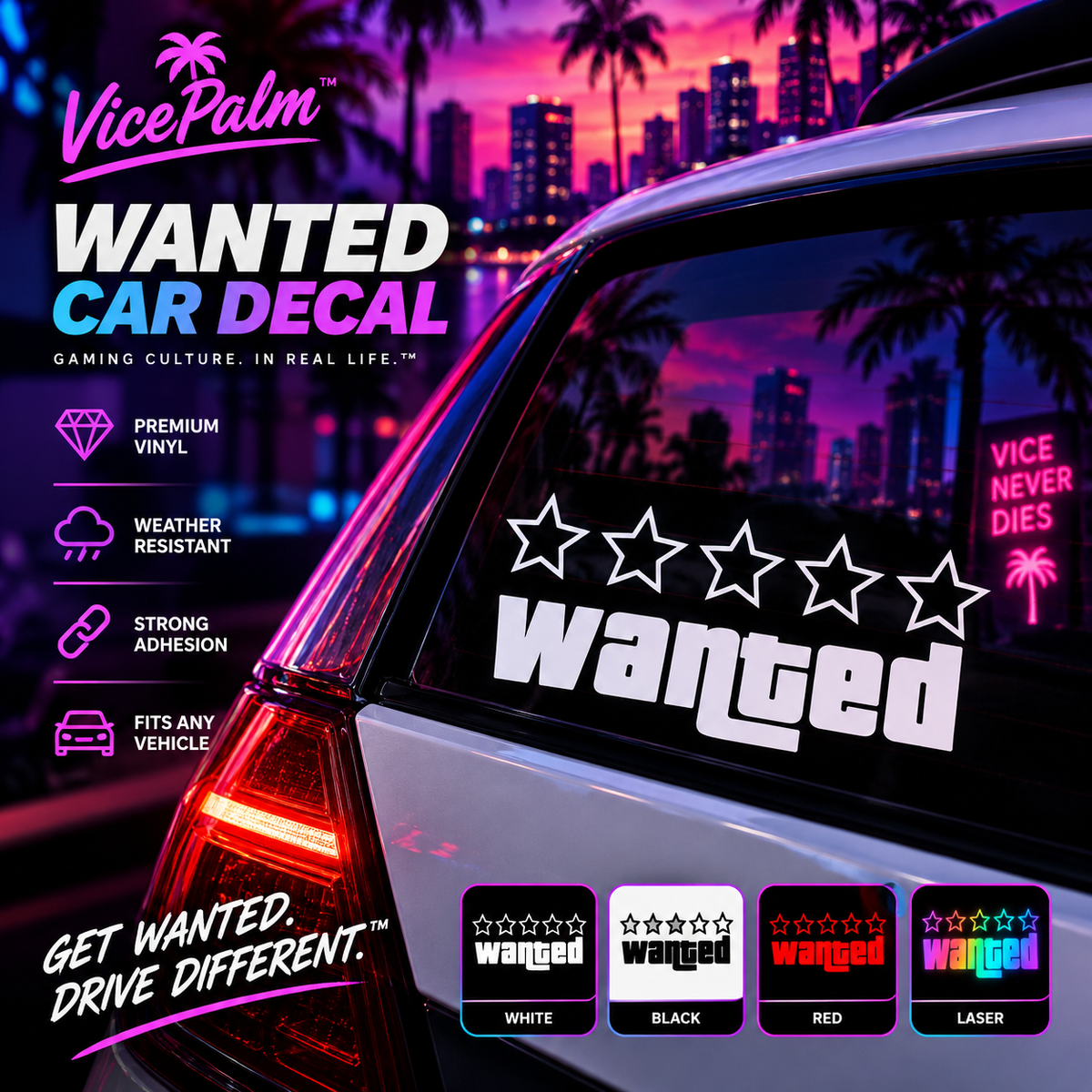 VicePalm™ Wanted Car Decal