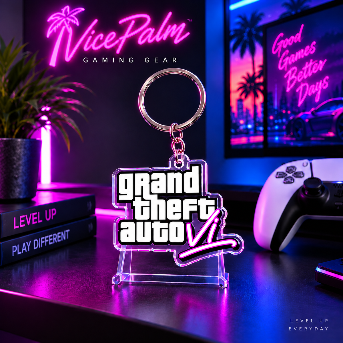 VicePalm™ Neon Gaming Keychain